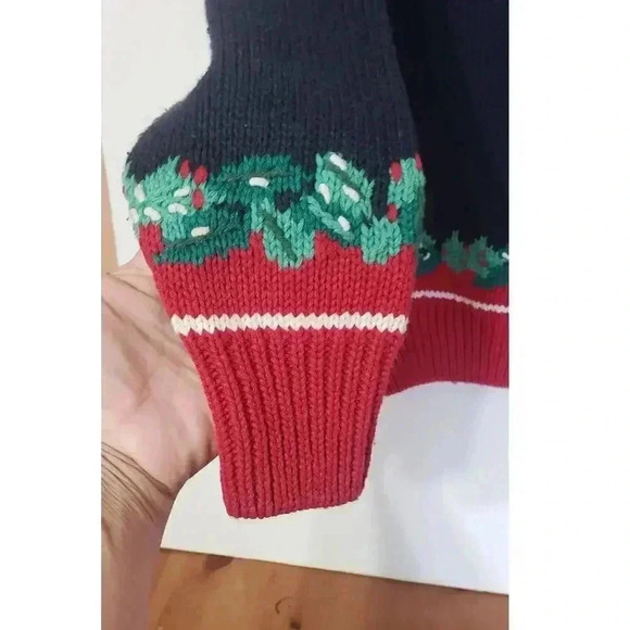 Vintage Orvis christmas cardigan‎ sweater heavy knit womens size small mistletoe - Picture 6 of 6